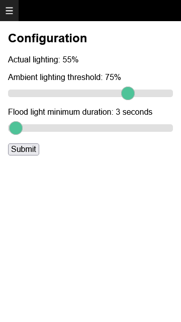 Responsive web page for PIR motion detector configuration hosted on an Arduino